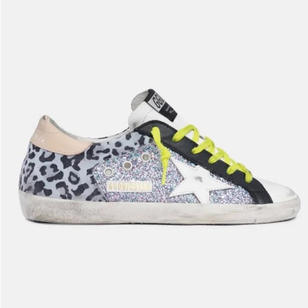 Golden Goose Leopard-Print and Glitter Super-Star sneakers